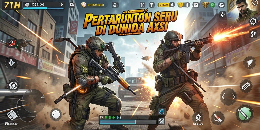 Tampilan aksi epik dalam game 71H saat bertarung melawan musuh.