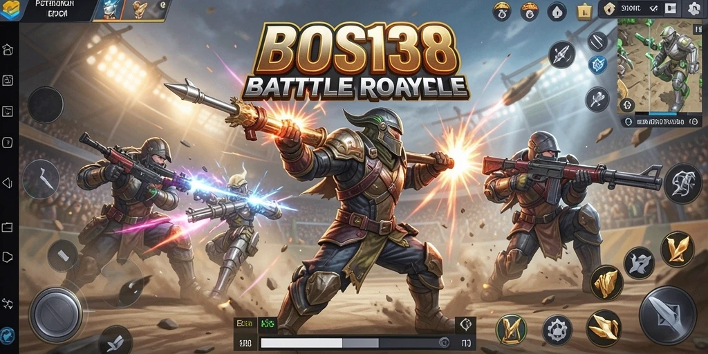 Tampilan seru dari gameplay Battle Royale di BOS138.