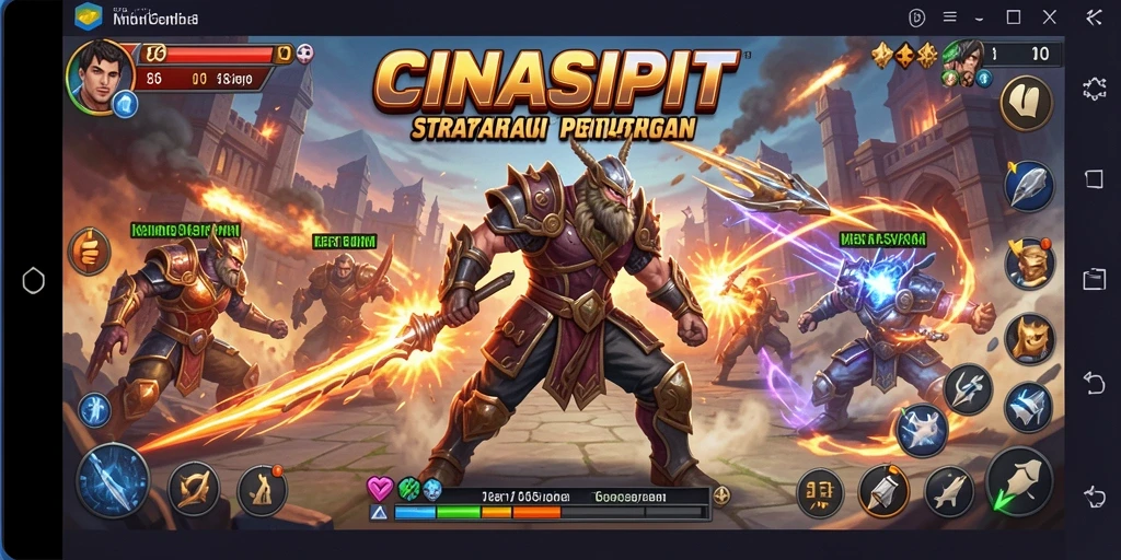 Tangkapan layar gameplay CINASIPIT dengan pertarungan seru dan strategi mendalam.