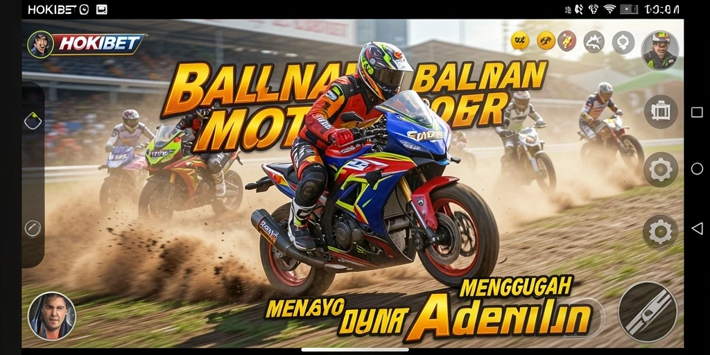 Tampilan gameplay menegangkan di HOKIBET saat balapan motor.