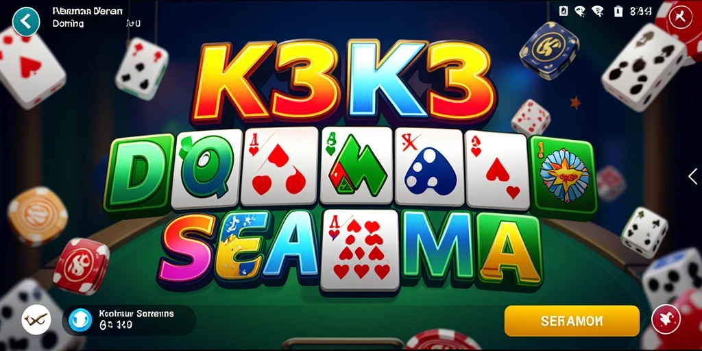 Screenshot K3K3 yang menampilkan gameplay Domino yang seru.