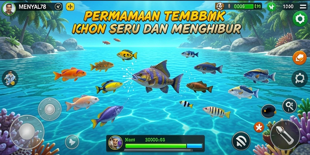 Tampilan gameplay seru dari MENYALA78 saat menembak ikan.