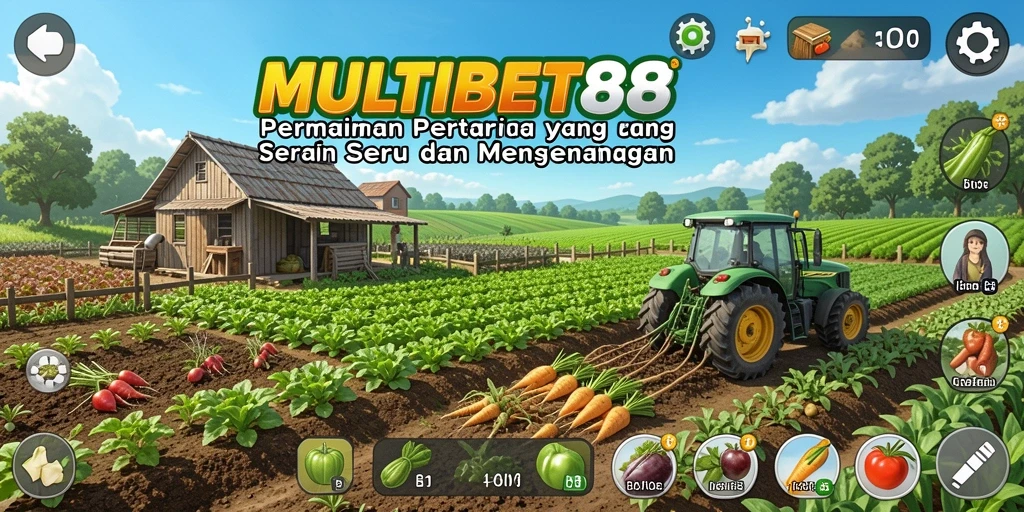 Tampilan gameplay MULTIBET88 dengan ladang yang hijau dan hewan ternak.