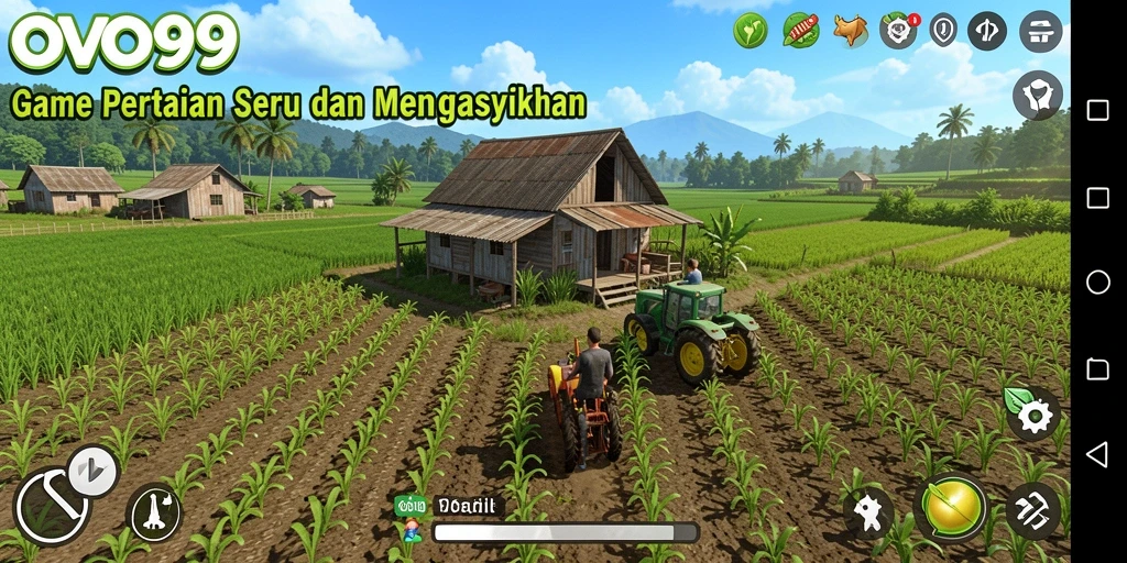 Tampilan gameplay OVO99 menggambarkan keseruan bertani.
