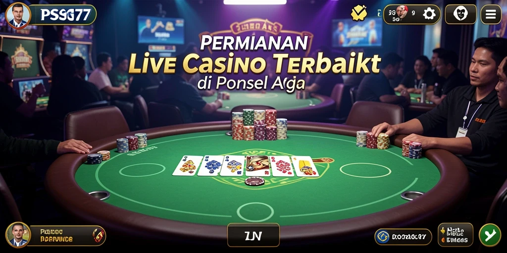 Screenshot utama PSG77 menampilkan dealer langsung dan gameplay yang mendebarkan.
