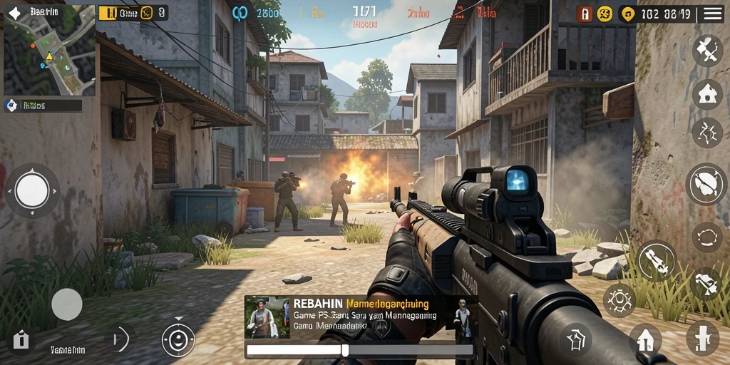 Gameplay seru dan mendebarkan dalam REBAHIN FPS.