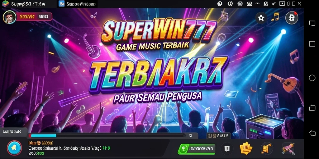 Tampilan gameplay <strong>SUPERWIN777</strong> dengan berbagai pilihan lagu dan mode permainan.
